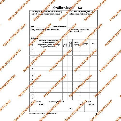 Szállítólevél 50x3 lapos tömb A/5 álló