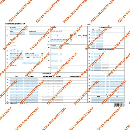 Munkaügyi nyilvántartó tasak A/4 fekvő  -i