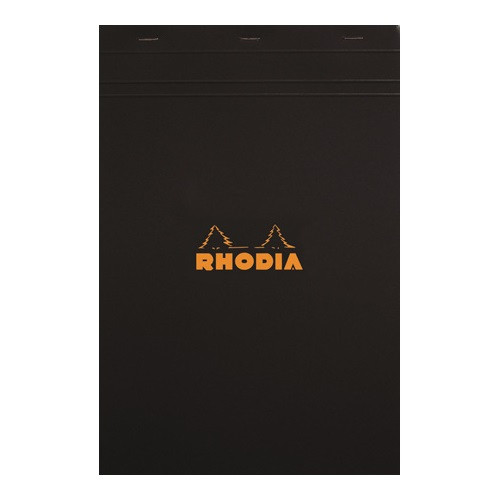 Jegyzettömb Clairefontaine Rhodia Black A/5 80 lapos vonalas margós