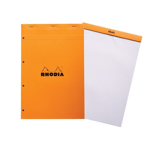 Jegyzettömb Clairefontaine Rhodia Orange A/4+ 80 lapos kockás lyukasztott